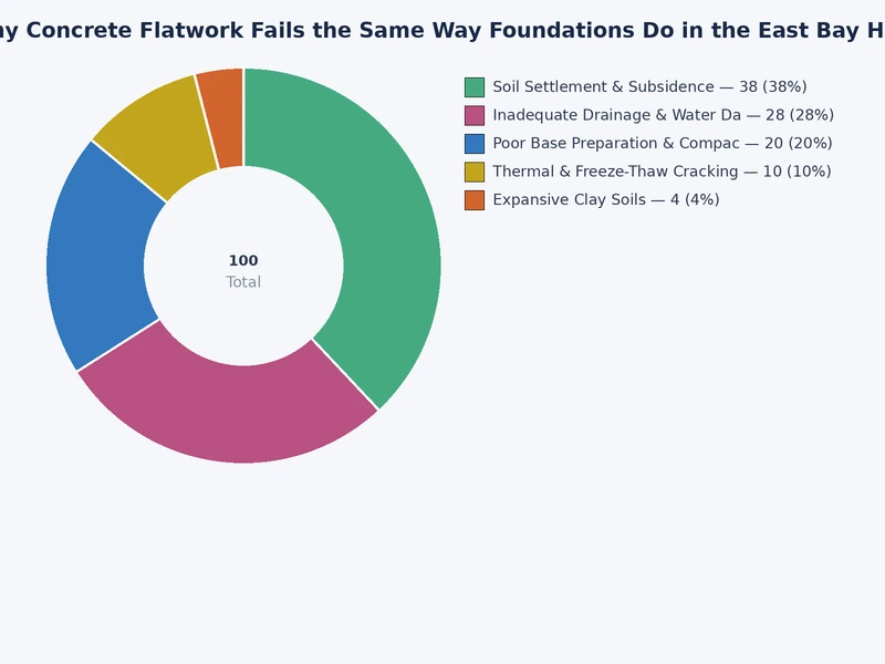 Bar chart comparing frequency of concrete flatwork failure causes in East Bay Hills properties