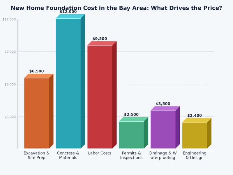 Bar chart showing new home foundation cost Bay Area ranges by foundation type