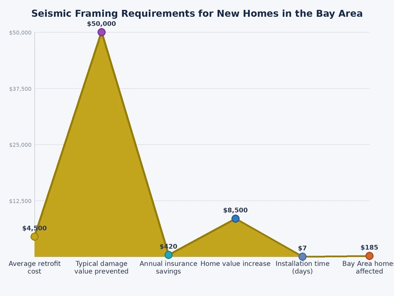 Chart comparing seismic framing component requirements for Bay Area new homes under SDC D