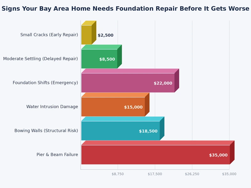 Bar chart comparing foundation repair costs by detection stage in Bay Area homes